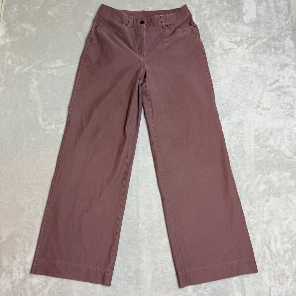 Lululemon City Sleek Wide Leg Pants Women 29 Mauve Trousers 5 Pocket Office EUC